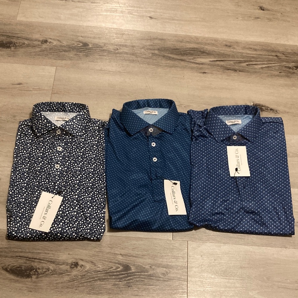 Collars & Co. Lot of 3 Navy and Blue Polos